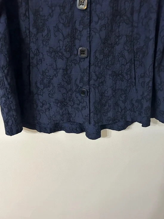 Habitat Shirt Women’s L Navy Floral Boho Lagenlook - Picture 5 of 16
